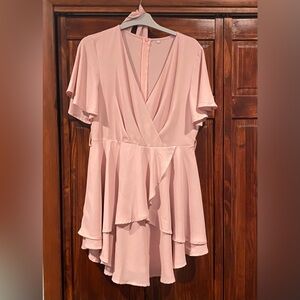 Women’s Dusty Pink Ruffle Mini Skater Dress